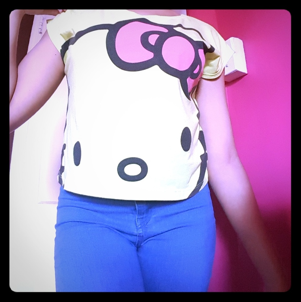 Forever21 Hello Kitty Lime Green Crop Top